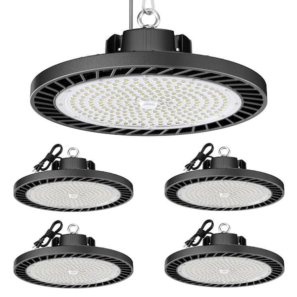 LED High Bay Light 200W 30000LM w/ Plug, 100-277V 6000K, Commercial Shop Light for Garage Barn Gyms Workshop, (4-Pack)