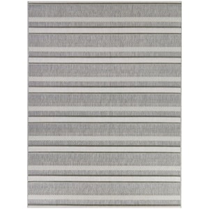 Gray 5 x 7 Striped Indoor/Outdoor Area Rug