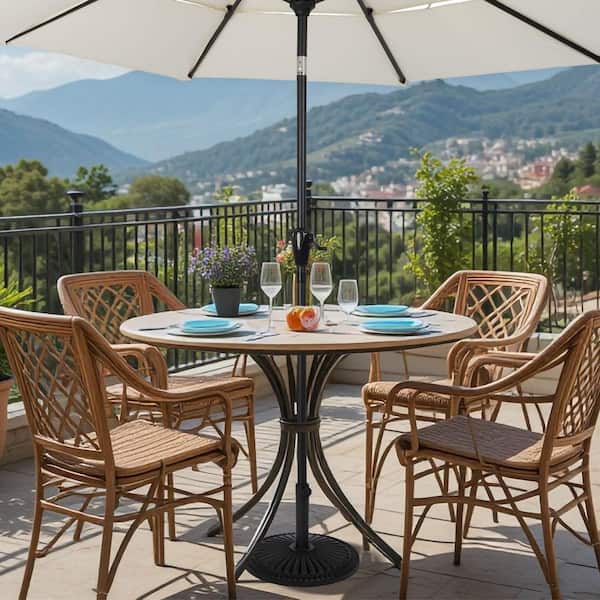 brown jordan patio umbrellas Vintage Luxury Brown Jordan Patio Set 6 Chairs Tilting Umbrella