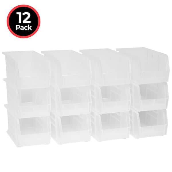 30230 Plastic Stackable Storage Bins, 10-7/8 in. x 5-1/2 in. x 5 in. Clear, 12-pack