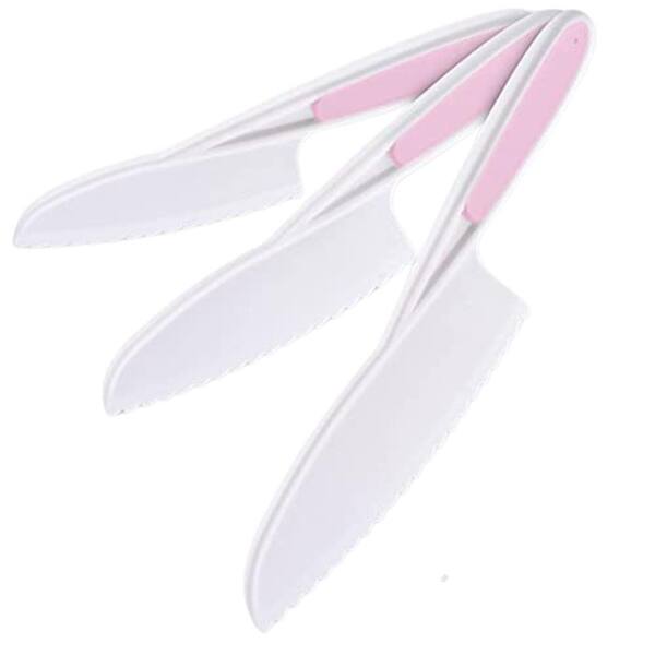 Zulay Kitchen 3-Piece Nylon Kids Knife Set Pink