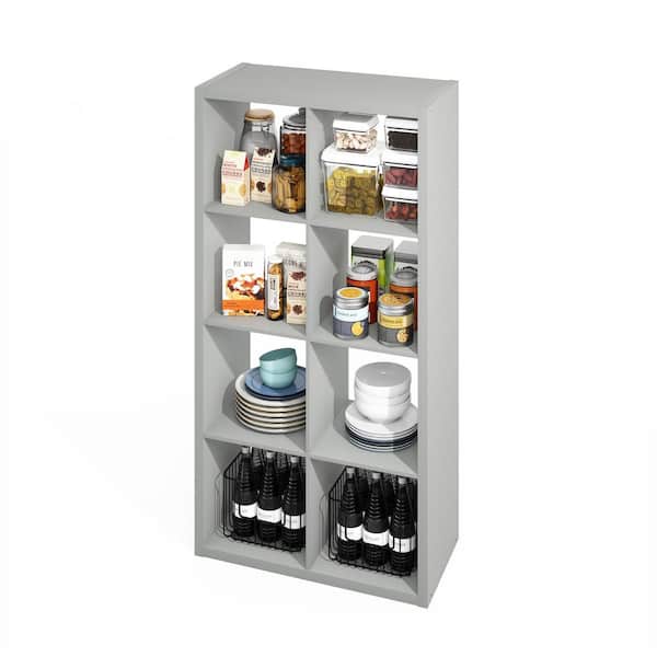HERMITE 8-Shelf Pale Grey Pantry Organizers Shelf