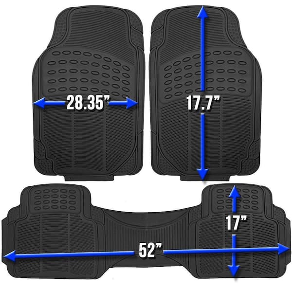 OxGord Universal Fit Black 3-Piece Full Set Ridged Heavy Duty Rubber Floor  Mat FMPV01B-BK - The Home Depot