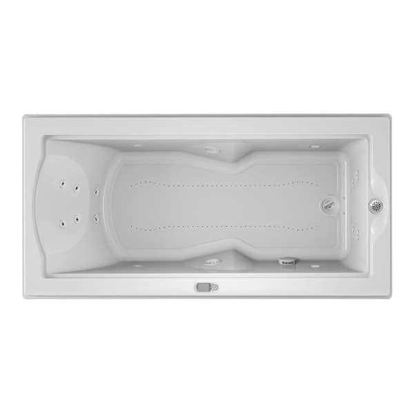 FUZION SALON SPA 70.7 in. x 35.4 in. Rectangular Combination Bathtub with Right Drain in White