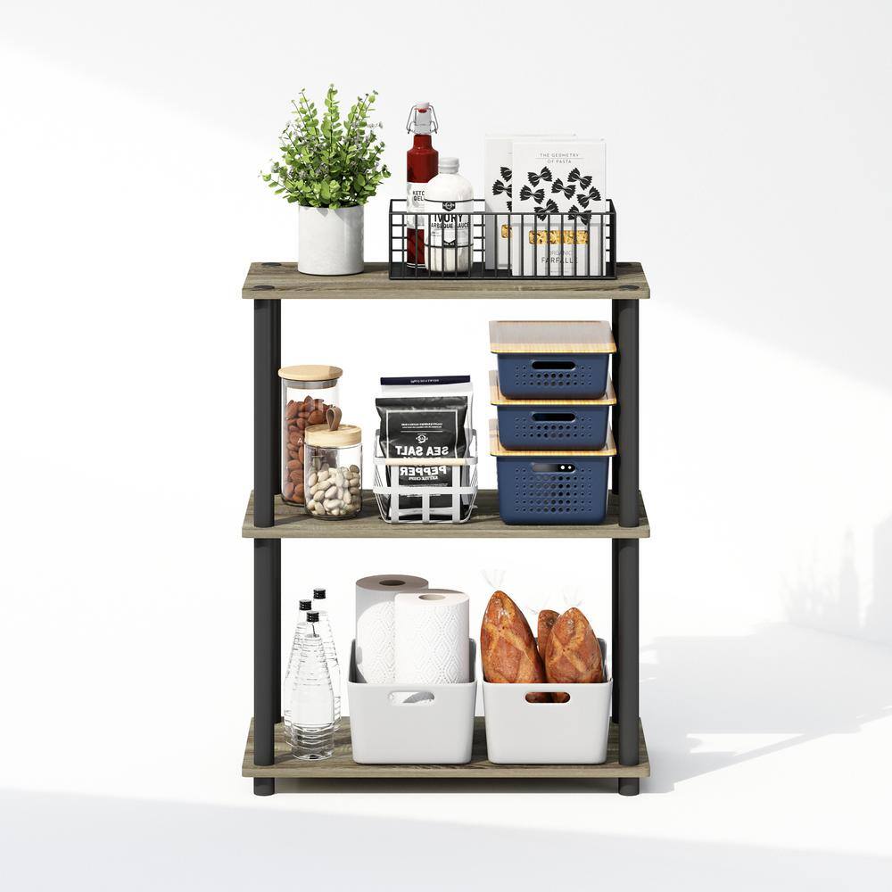 Gray Medium Wood 3-Tier Vertical Bookcase