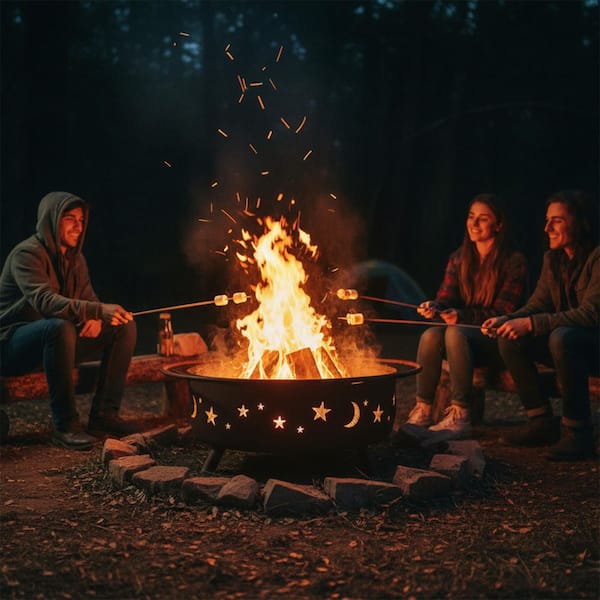 Sunnydaze Cosmic 42 in. x 23 in. Large Round Steel Wood Burning