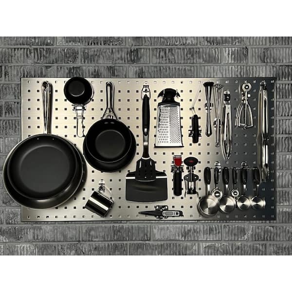 Triton Products (2) 24 in. W x 42-1/2 in. H x 9/16 in. D Stainless Steel  Square Hole Pegboards LB2-S - The Home Depot
