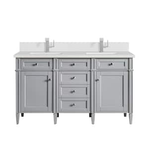 Brittany 60.0 in. W x 23.5 in. D x 34.0 in. H Bathroom Vanity in Urban Gray with White Zeus Silestone Quartz Top