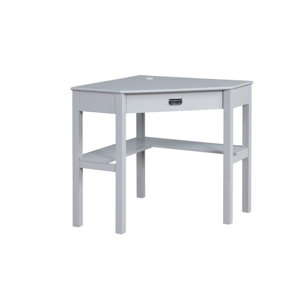 Sara 29 in. Corner Gray Wood Office Writing Desk with Keyboard Tray and Ope