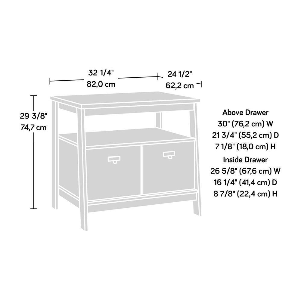 Chalked Chestnut Lockable Lateral File Cabinet with Open Shelf