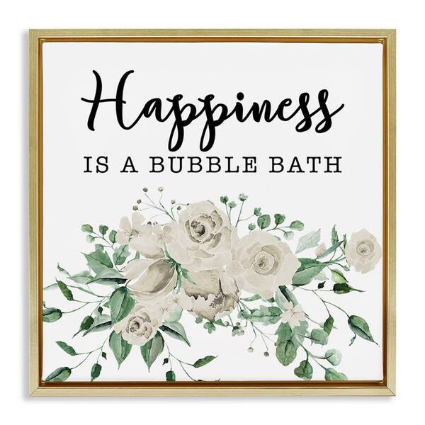 Stupell Industries Happiness is Bubble Bath by Masey St. Studios Gold Floater Frame Typography Graphic Art Print 25 in. x 25 in.