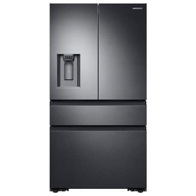 22.6 cu. ft. 4-Door French Door Refrigerator with Recessed Handle in Black Stainless, Counter Depth