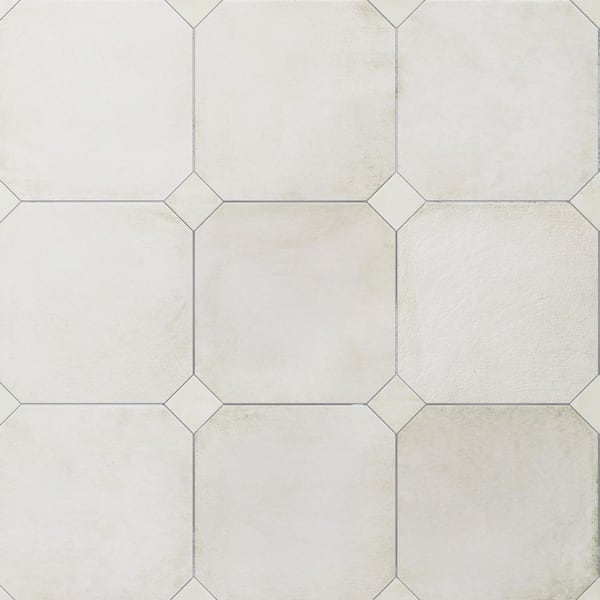 Merola Tile Laverton Octagon Nieve with Taco Nieve 8 in. x 8 in