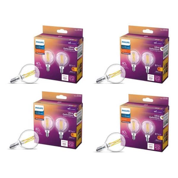 40-Watt Equivalent G16.5 Dimmable E12 LED Light Bulb Soft White 2700K (2-Pack)