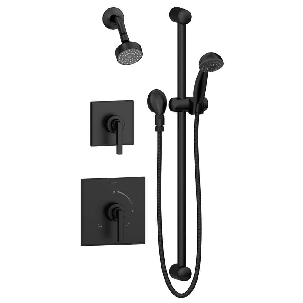 Symmons Duro 2-Handle 1-Spray Shower Trim with 1-Spray Hand Shower in Matte Black (Valve not Included) -  3605-H321-V-MB-1.5-TRM
