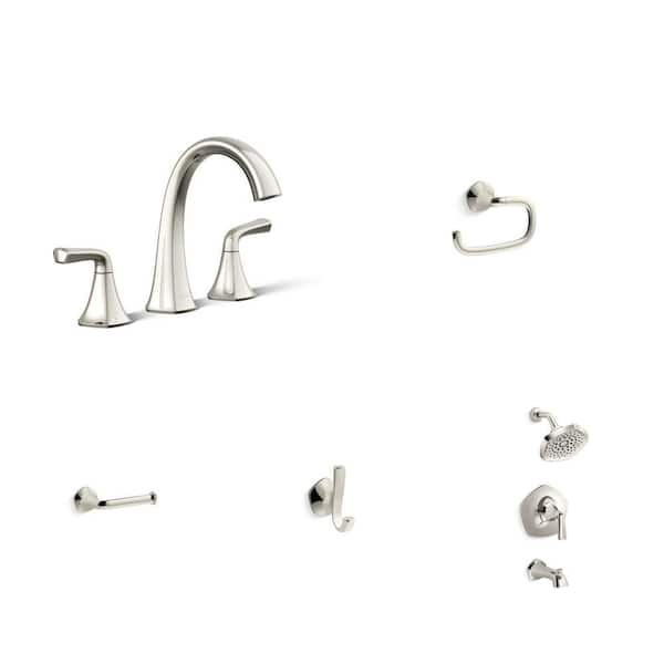 Sundae Polished Nickel Bathroom Hardware and Faucet Set