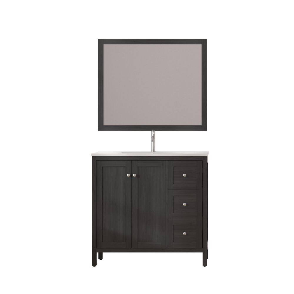 35.43 in. Single Sink Freestanding Black Bath Vanity with White Resin Top price history on PriceWatchPro