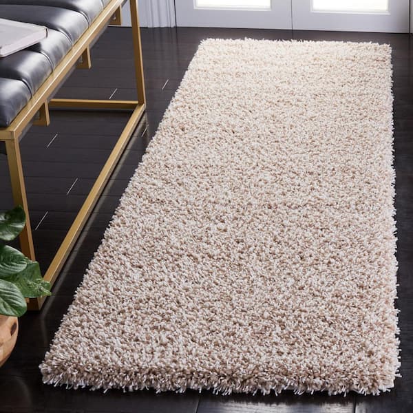 Santa Monica Shag Beige 2 ft. x 7 ft. Solid Runner Rug