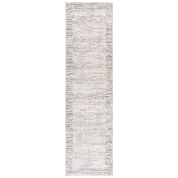 Northport 2 ft. x 8 ft. Ivory/Gray Distressed Border Runner Rug