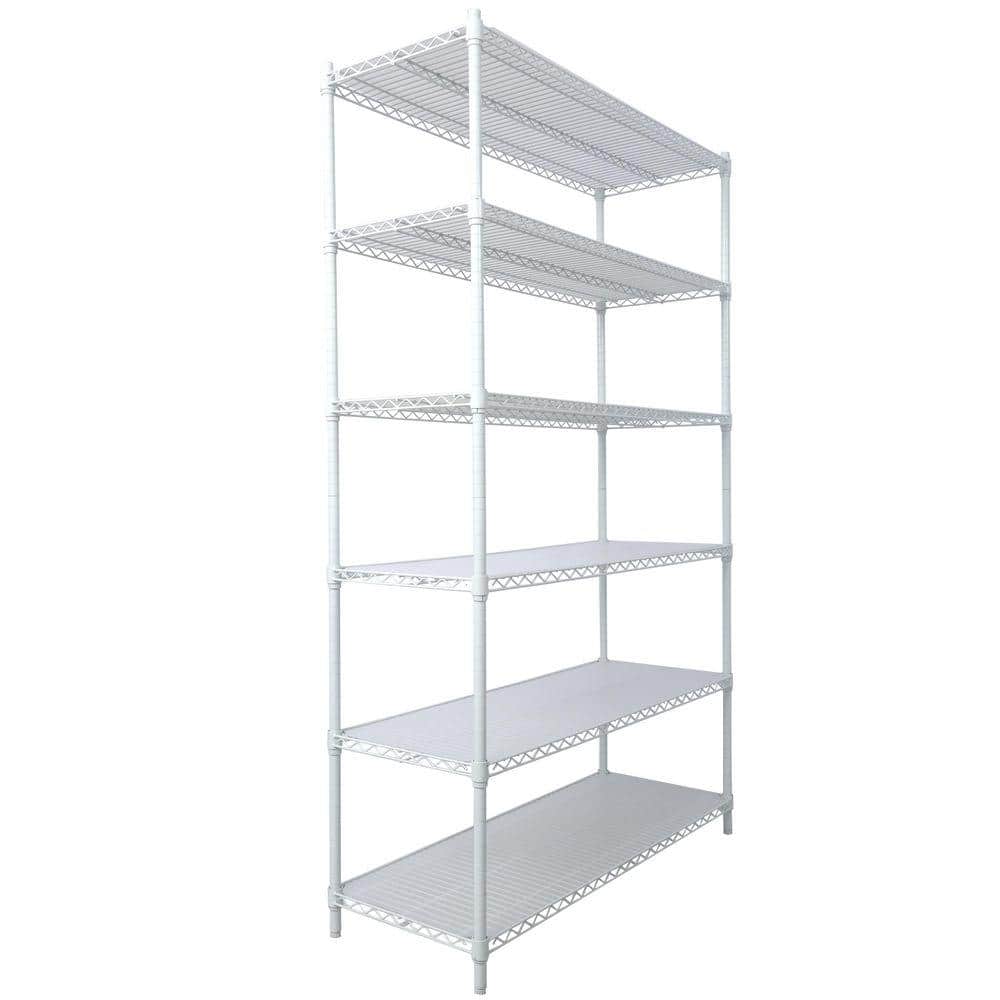 Damodpoy 6-Tier Metal White Shelf Wire Shelving, Heavy Duty