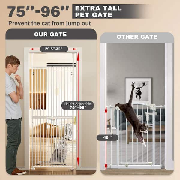 BOZTIY Extra Tall Pet Gate Adjustable Width 75-100 in