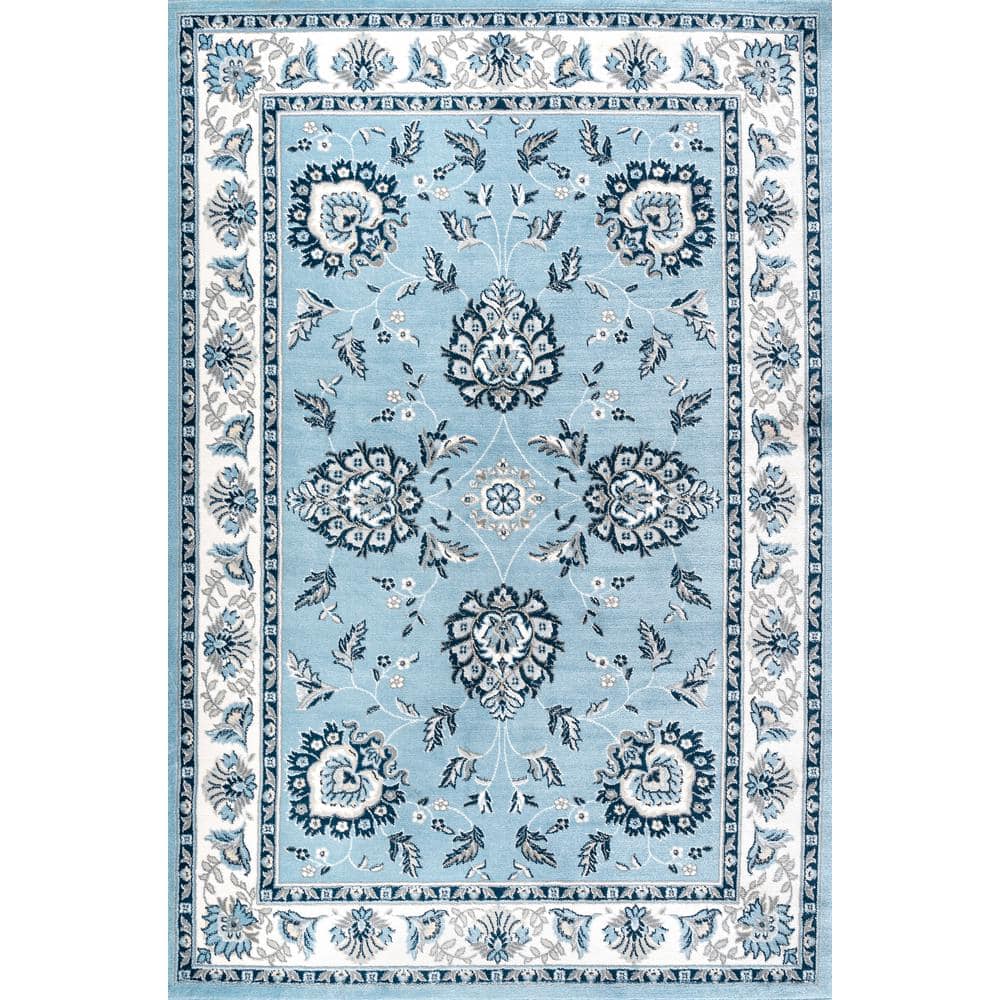 Cherie Sky Blue & Ivory Persian-Inspired Washable Rug 3x5