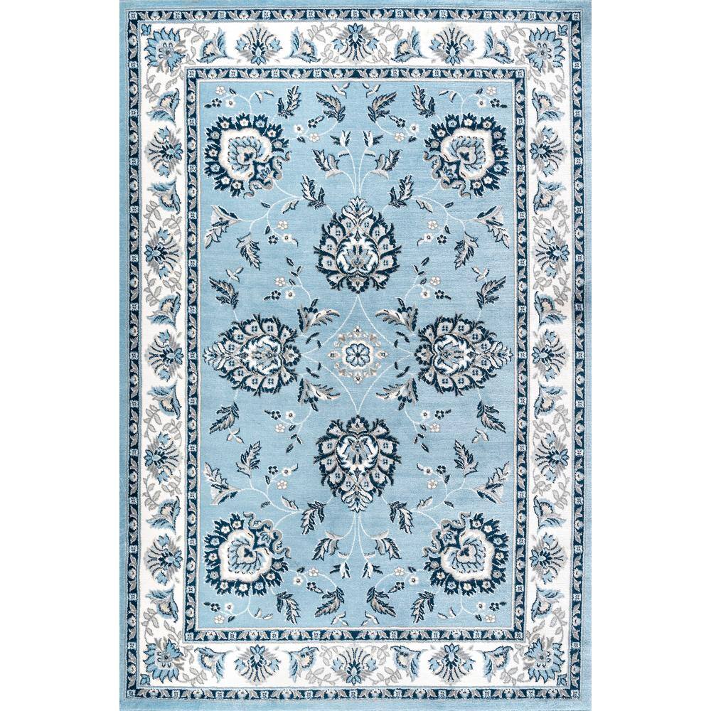 Blue and Gray Reversible Synthetic 4' x 6' Area Rug