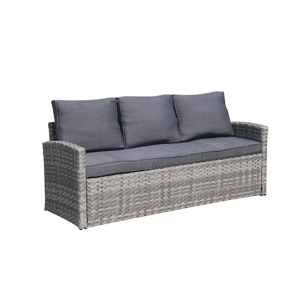 sirene springen Helderheid Patio Grey 6 pieces Wicker Outdoor Sectional Set ? with Dining and Coffee  Sofa, Grey Cushions WBY-W376S00015 - The Home Depot