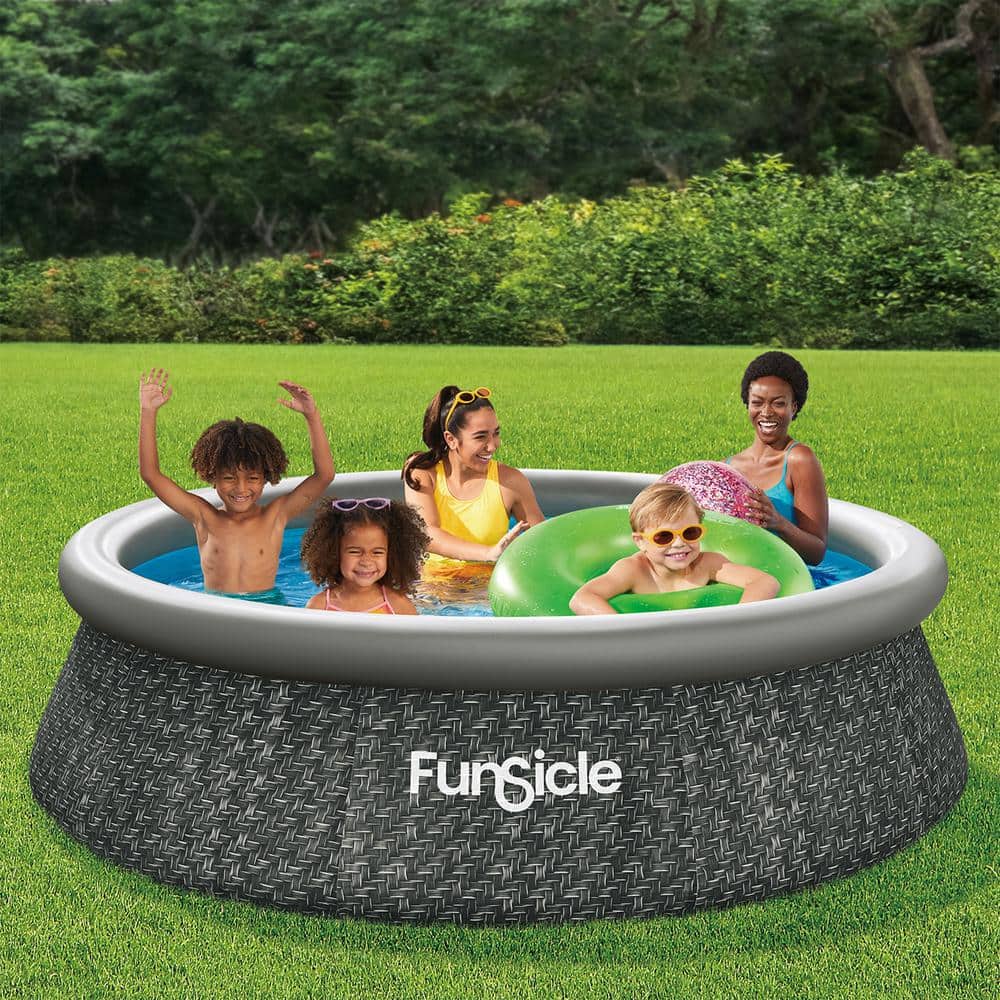 Funsicle 10ft Dark Herringbone Inflatable Above Ground Pool with Pump