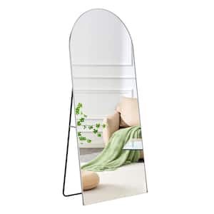 31 in. W x 71 in. H Metal Frame Arch Floor Standing Full-length Rearview Silver Mirror with Bracket