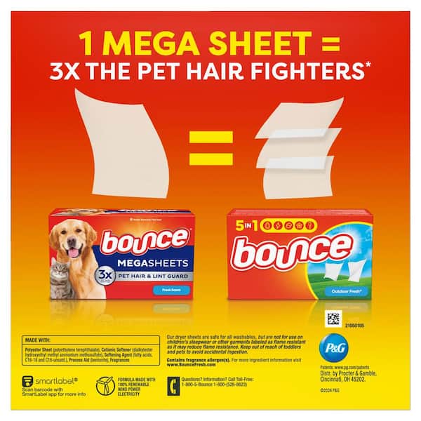 Pet Hair and Lint Guard Mega Fresh Scent Dryer Sheets (130-Count) (3-Pack)