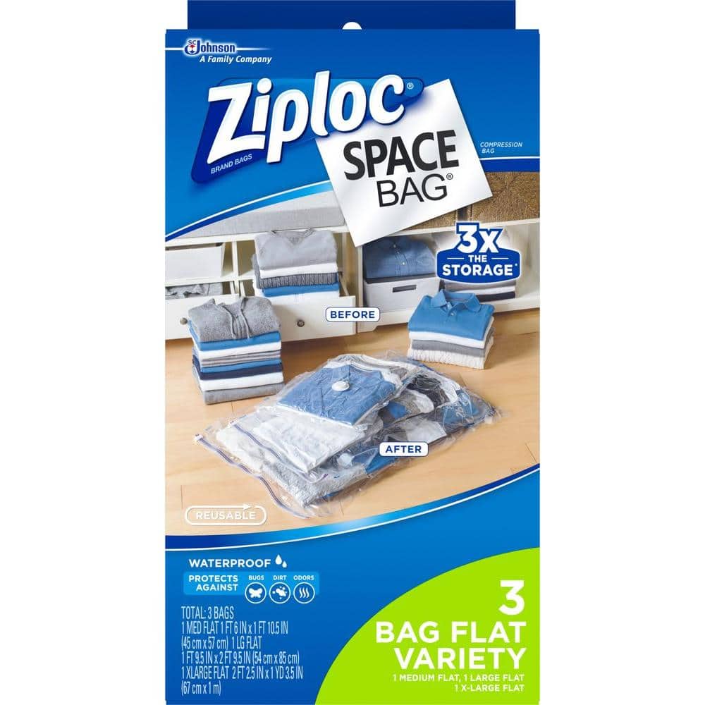 Ziploc® Space Bag® Flat Bag Organizer System Vacuum Seal Storage Bags 2 Ct  Box