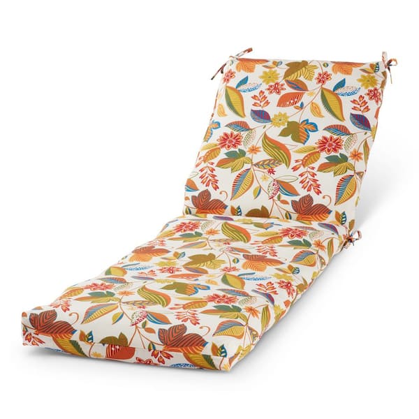 Greendale Home Fashions 23 in. x 73 in. Outdoor Chaise Lounge Cushion in Esprit Floral