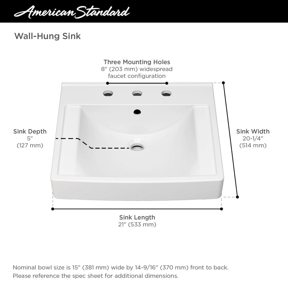 Decorum White Ceramic Wall-Mount Bathroom Sink with Overflow