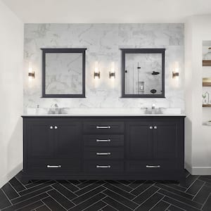 Dukes 80 in. W x 22 in. D Espresso Double Bath Vanity, Cultured Marble Top, and 30 in. Mirrors