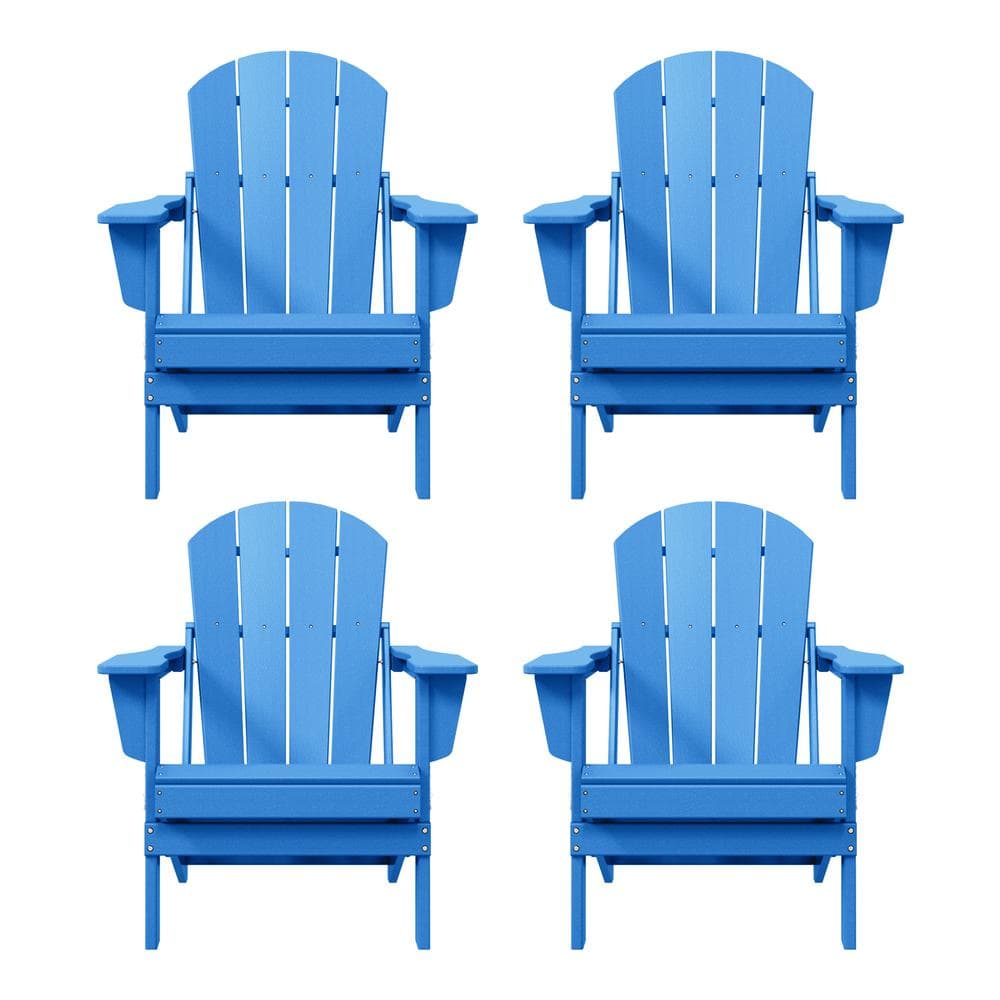 Laguna Pacific Blue Weather-Resistant Poly Adirondack Chairs Set