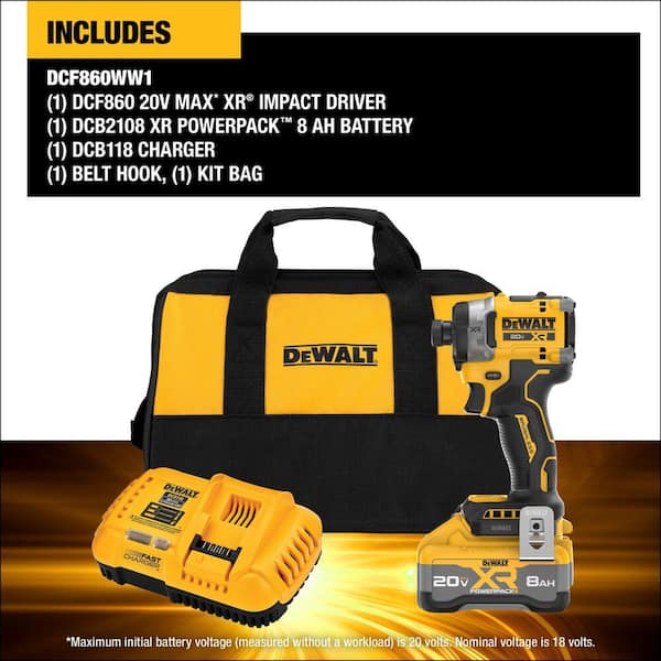 DEWALT - 20V MAX Lithium-Ion Cordless 1/4 in. Impact Driver Kit with 8 Ah Battery and Charger