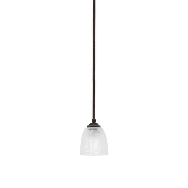 Unbranded Clevelend 100-Watt 1-Light Brown Pendant Mini Pendant Light with Clear Ribbed Glass Shade and Light Bulb Not Included