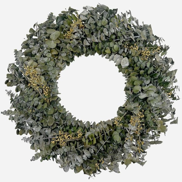 castellousa 28 in. Non Artificial Preserved Eucalyptus Leaves Wreath