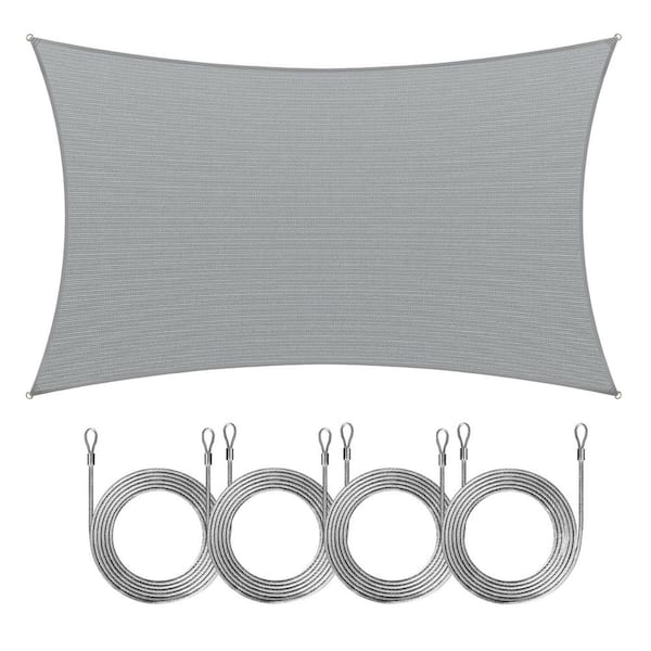 ROYAL SHADE 14 ft. x 16 ft. Rectangle Sun Shade Sail Screen Canopy Fabric Cloth with Rope-Gray