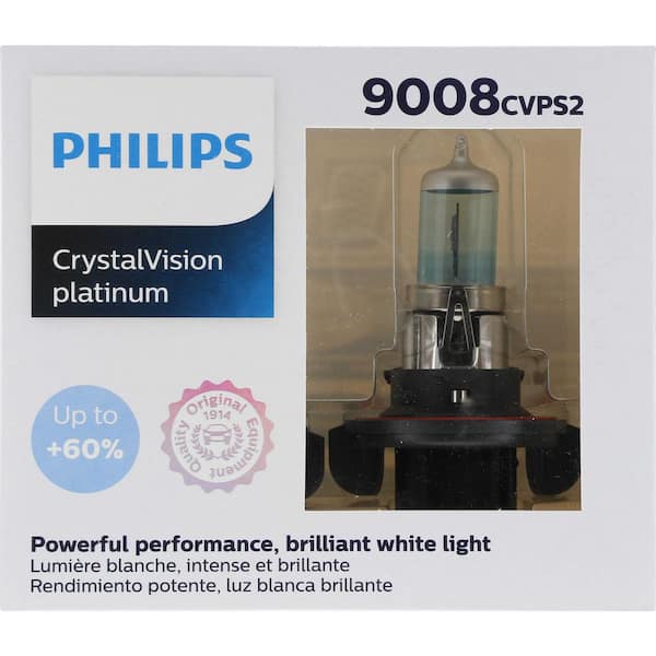 Philips CrystalVision Platinum 9008 White Headlight/Fog Light (2-Pack)  9008CVPS2 - The Home Depot