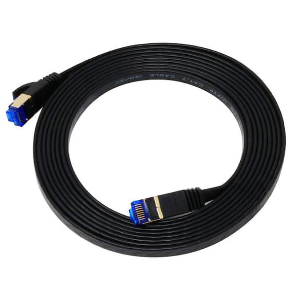 QualGear 10 ft. CAT 7 Flat High-Speed Ethernet Cable - Black