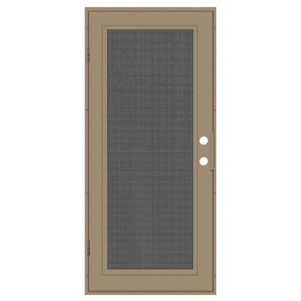 Full View 30 in. x 80 in. Right-Hand/Outswing Desert Sand Aluminum Security Door with Meshtec Screen -  Unique Home Designs, 3S0000CL2DT00A