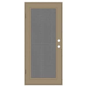 Full View 30 in. x 80 in. Right-Hand/Outswing Desert Sand Aluminum Security Door with Meshtec Screen