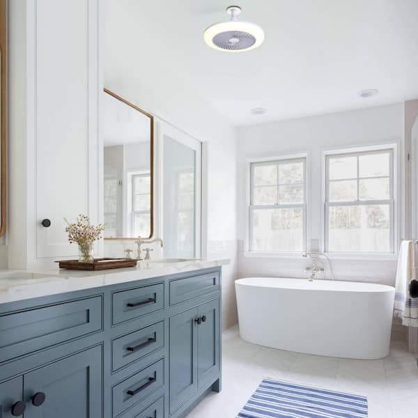 Mini 0.92 ft. White Ceiling Fan Light 3 Speeds 3 Light Color Dimming and Timing for Room Kitchen, Enclosed Socket E26