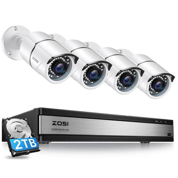ZOSI H.265 16 Channel 1080p Bullet CCTV Security Camera System With 2TB HDD - 8 Cameras