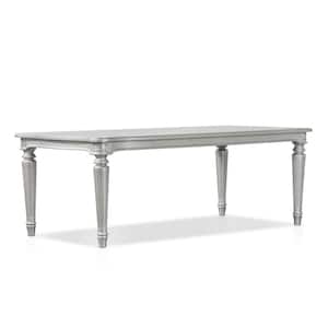 Seabliss Glam Silver Wood 84 in. 4 Legs Dining Table Seats 6