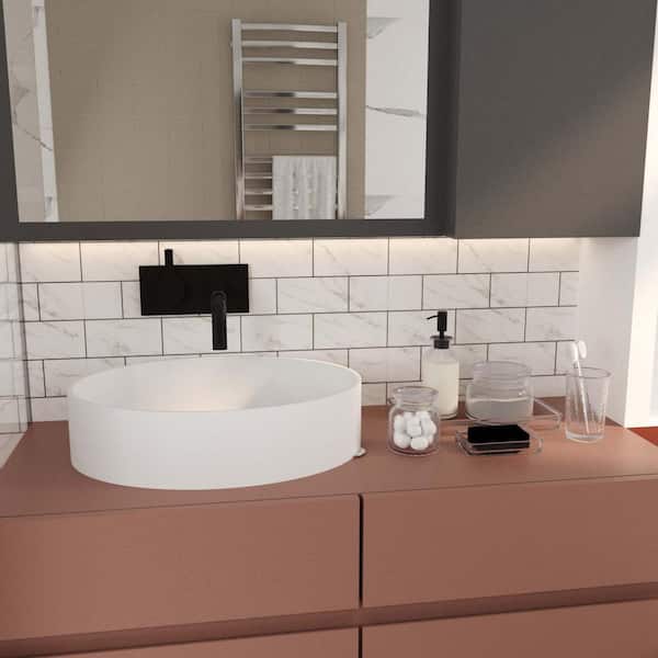 30-Pieces 12 in. x 12 in. White Vinyl Peel and Stick Backsplash Tile, Decorative Wall / Floor Tiles Backsplash Kitchen