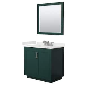 Miranda 36 in. W x 22 in. D x 33.75 in. H Single Bath Vanity in Green with White Qt. Top and 34 in. Mirror