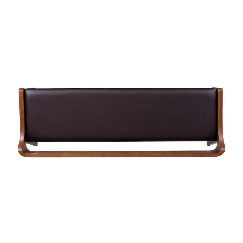 Rasmus Chestnut Brown Acacia Wood Dining Bench with Faux Leather Seat